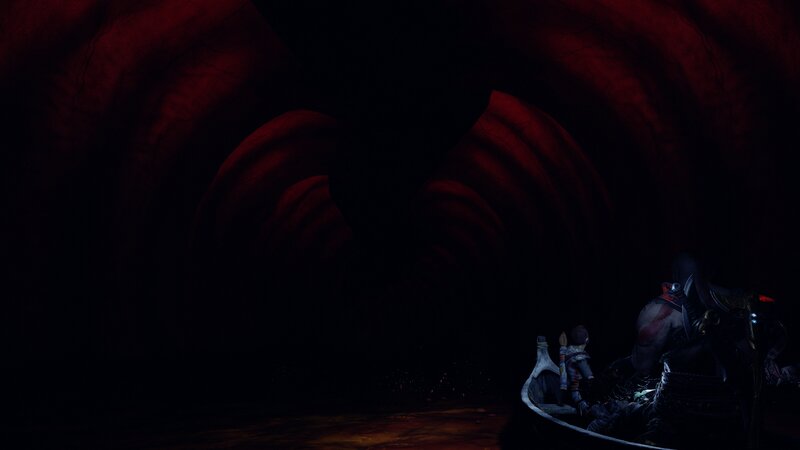 Kratos and Atreus in Boat — Black