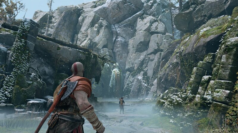 Kratos and Atreus in Canyon