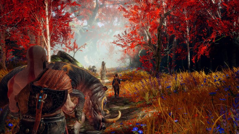 Kratos and Atreus in Forest