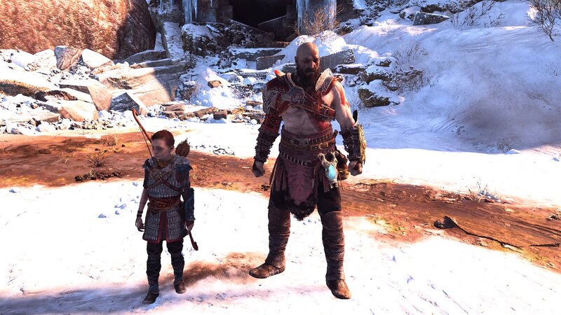 Kratos and Atreus in Snow — White, Cold