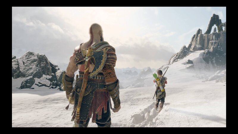 Kratos and Atreus in Snow — White, Dramatic, Winter, 3d Render