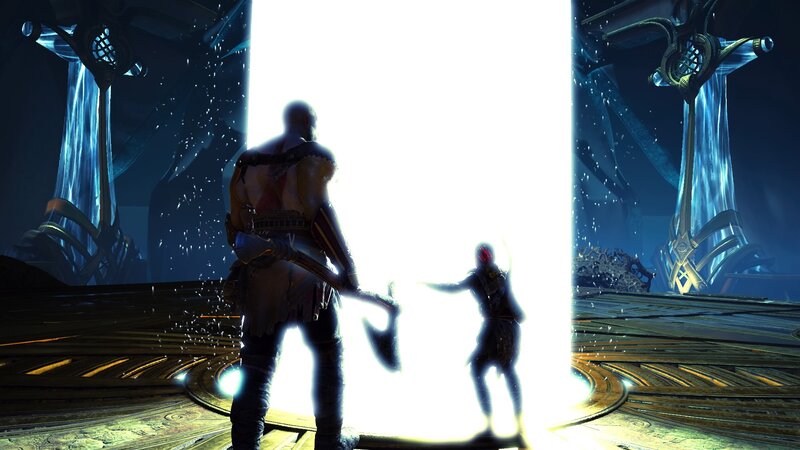 Kratos and Son in Temple