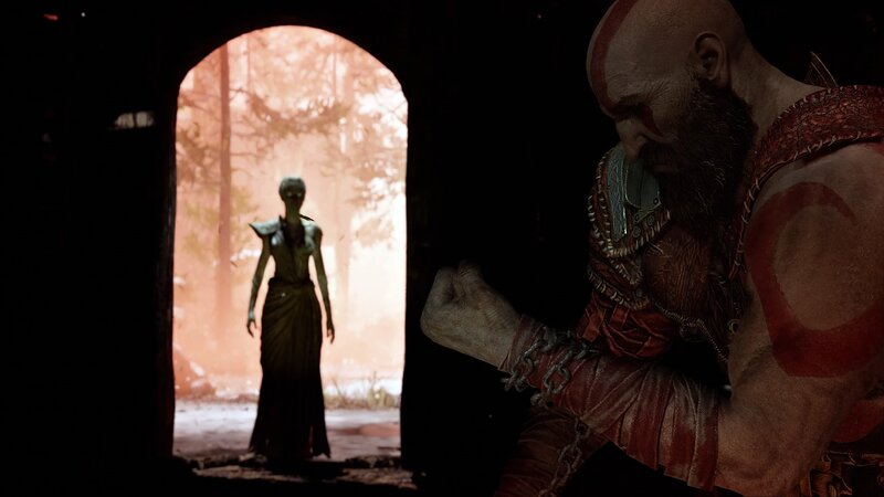 Kratos Facing a Figure