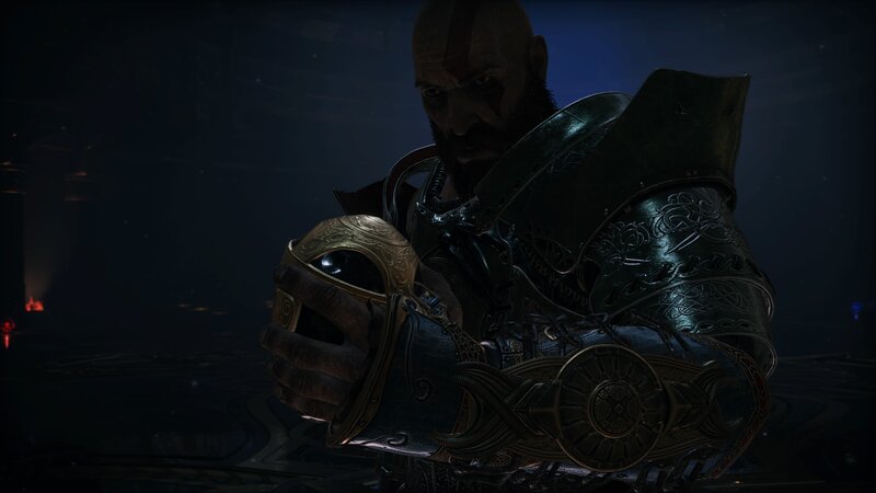 Kratos Holding a Helmet — Black