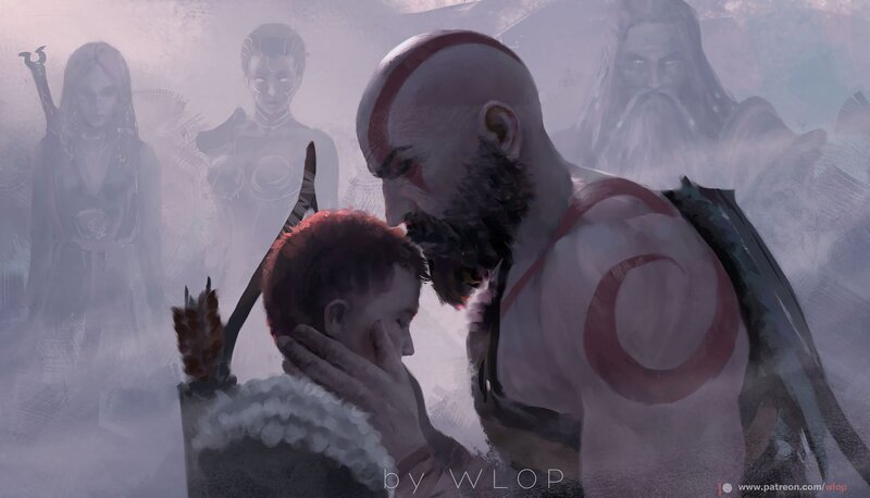 Kratos Holding His Son