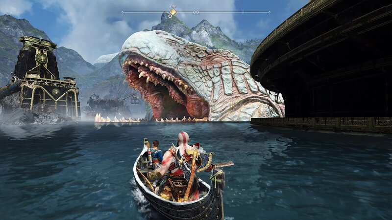 Kratos in a Boat — Blue, Dramatic
