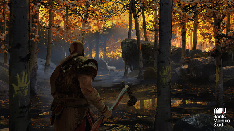 Kratos in Autumn Forest