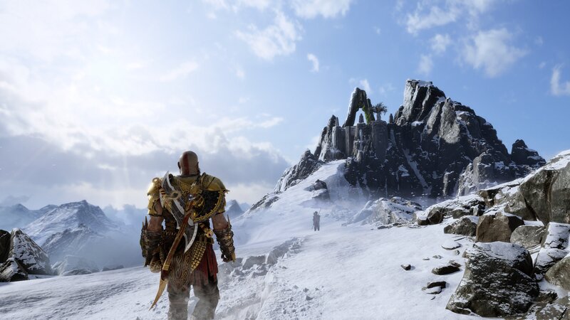 Kratos in Snowy Landscape — White, Dramatic