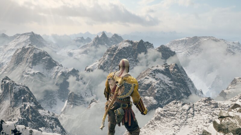 Kratos on Mountain Peak — Gray