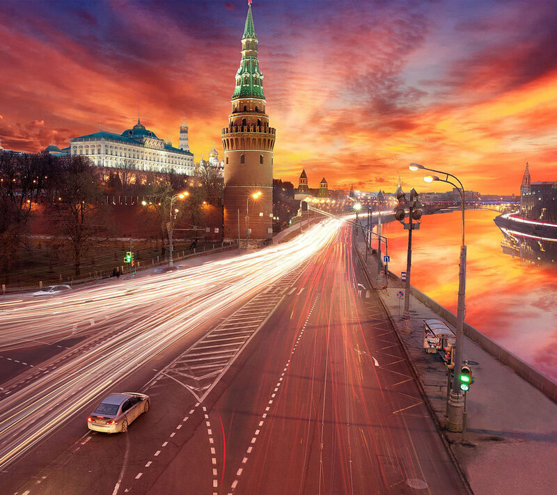 Kremlin Tower at Sunset — Orange