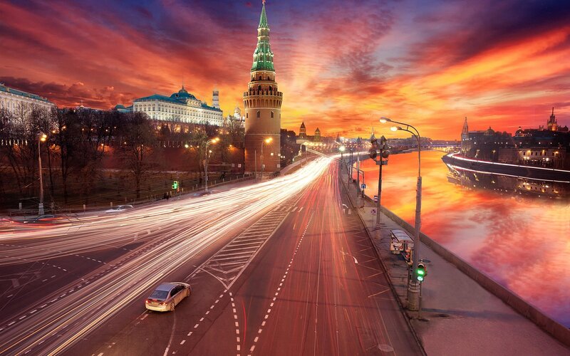 Kremlin Tower at Sunset — Red
