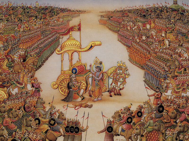 Krishna and Arjuna — Gold