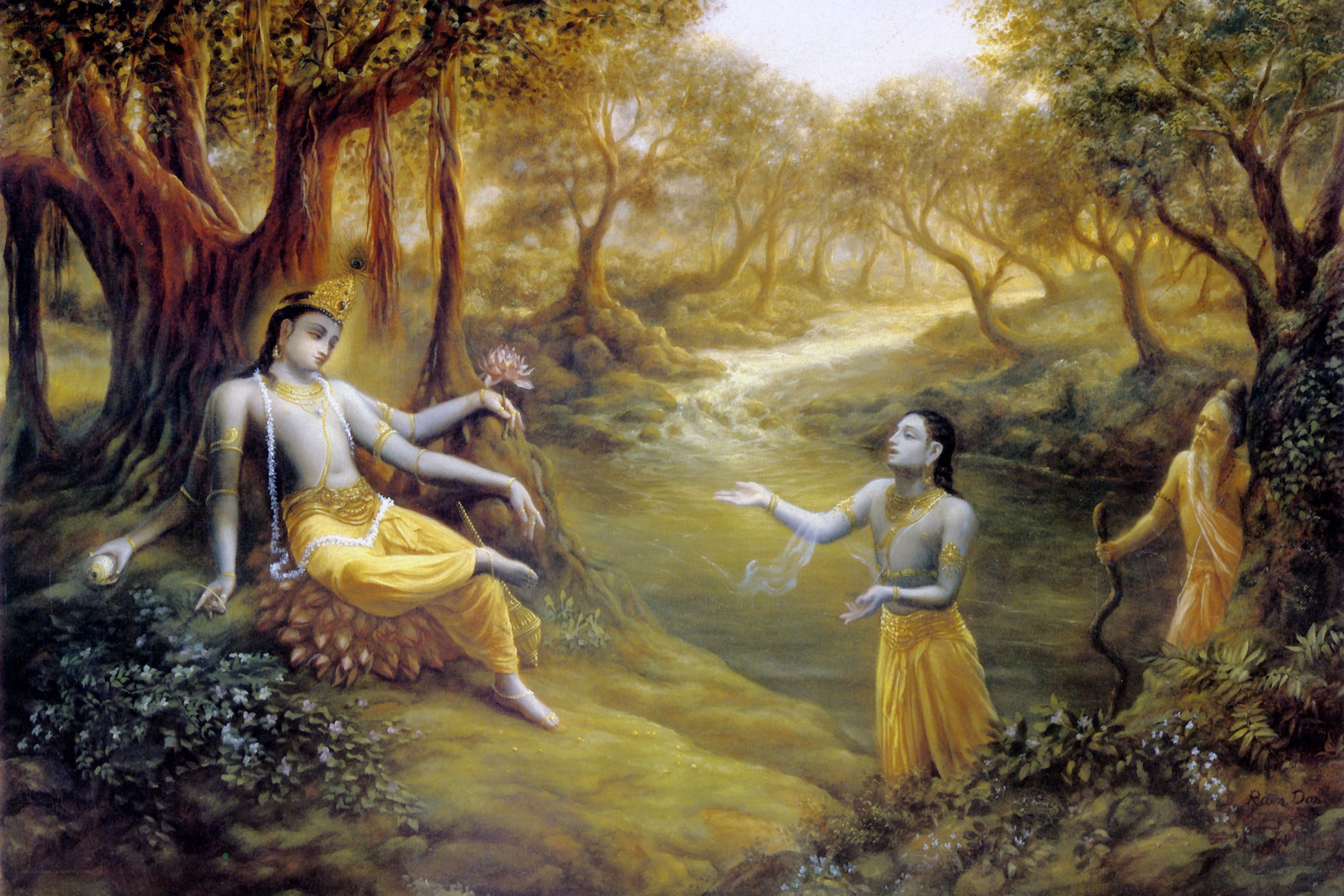 Krishna and Arjuna in forest
