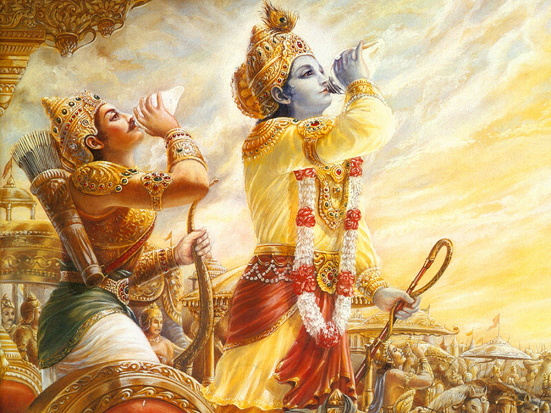 Krishna and Arjuna on chariot