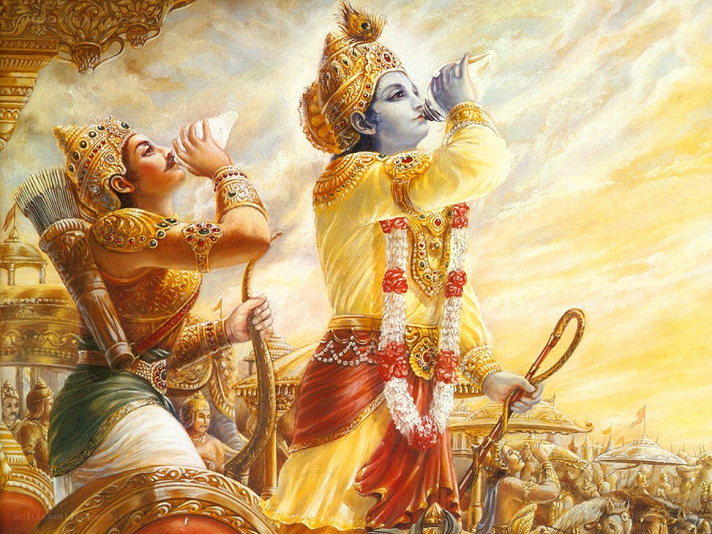 Krishna and Arjuna on chariot