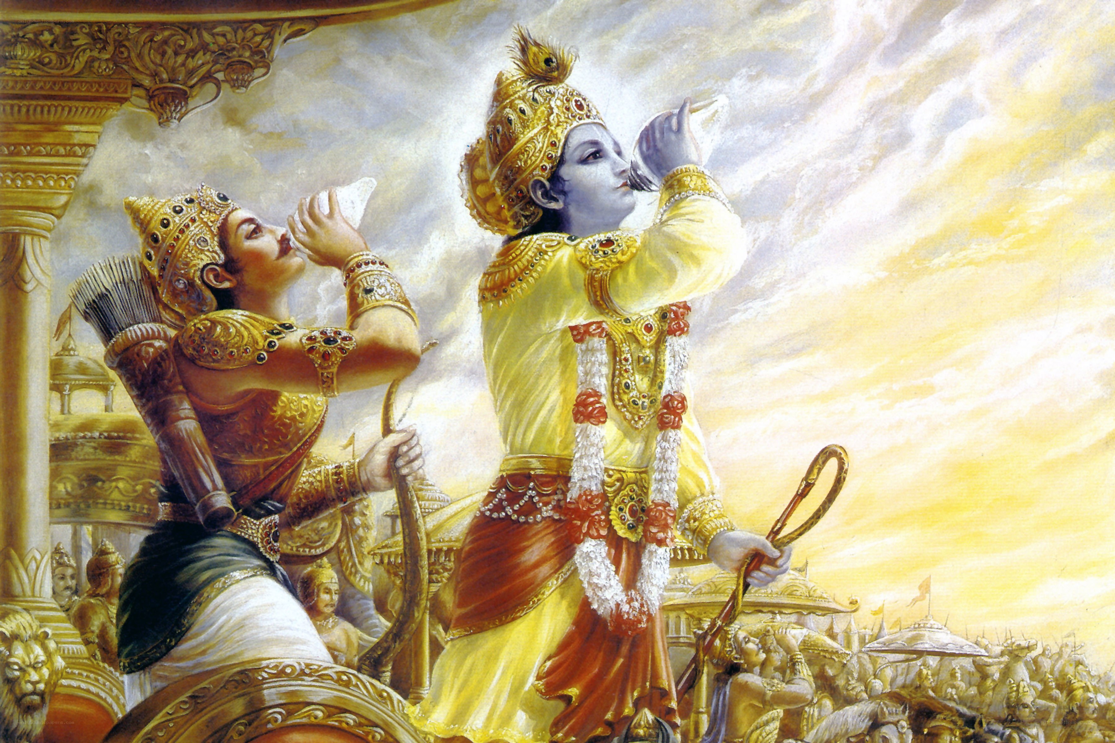 Krishna and Arjuna on chariot