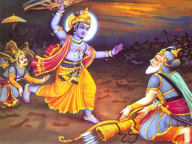 Krishna and Arjuna — Yellow, Dramatic