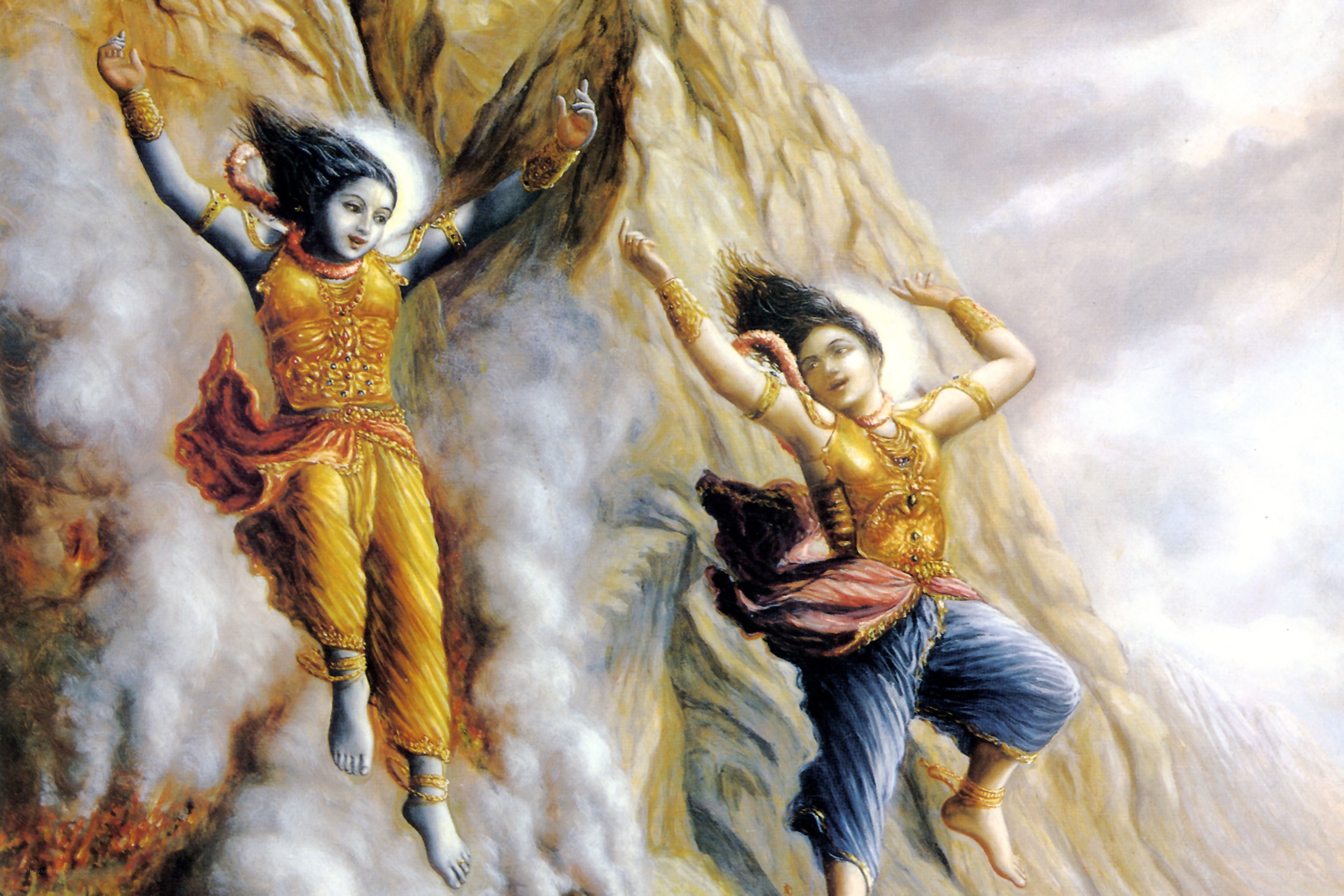 Krishna and Balarama ascending