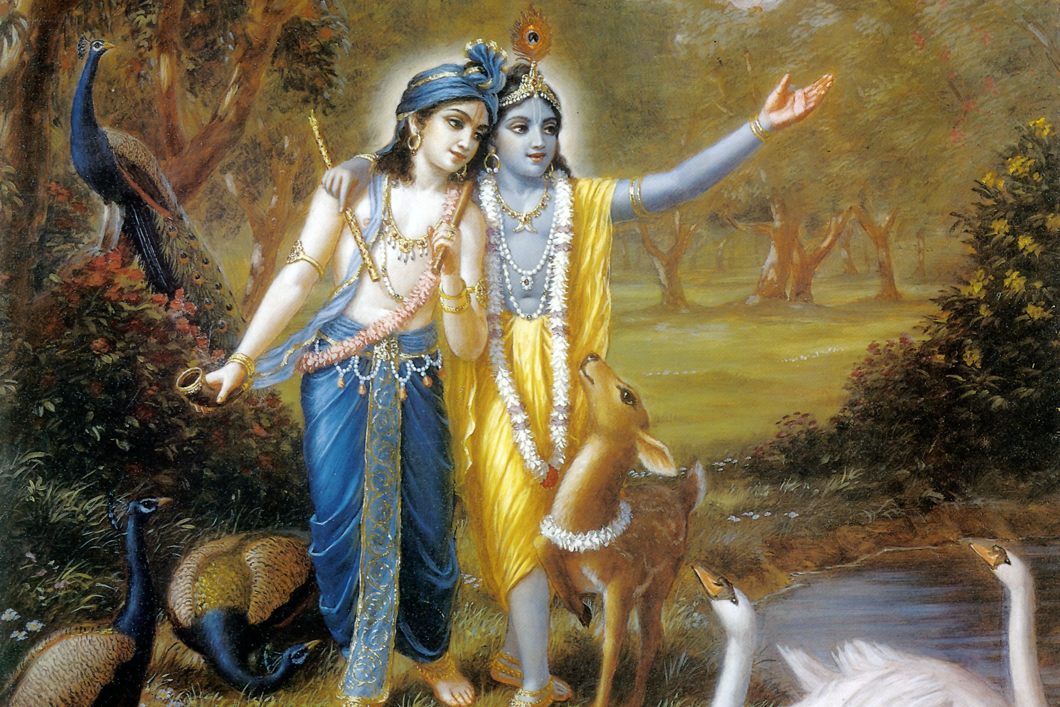 Krishna and Balarama with animals
