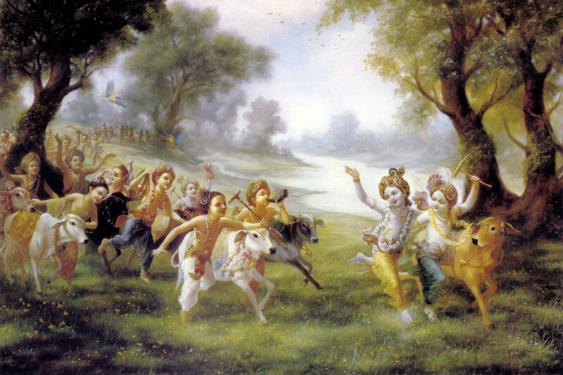 Krishna and friends playing