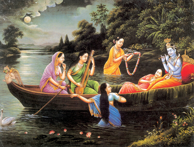 Krishna and Gopis in Boats
