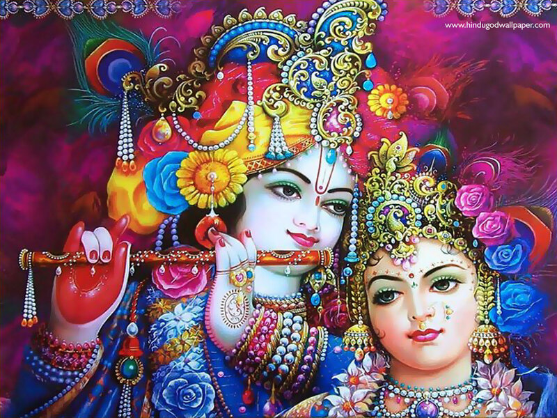 Krishna and Radha — Blue, Colorful