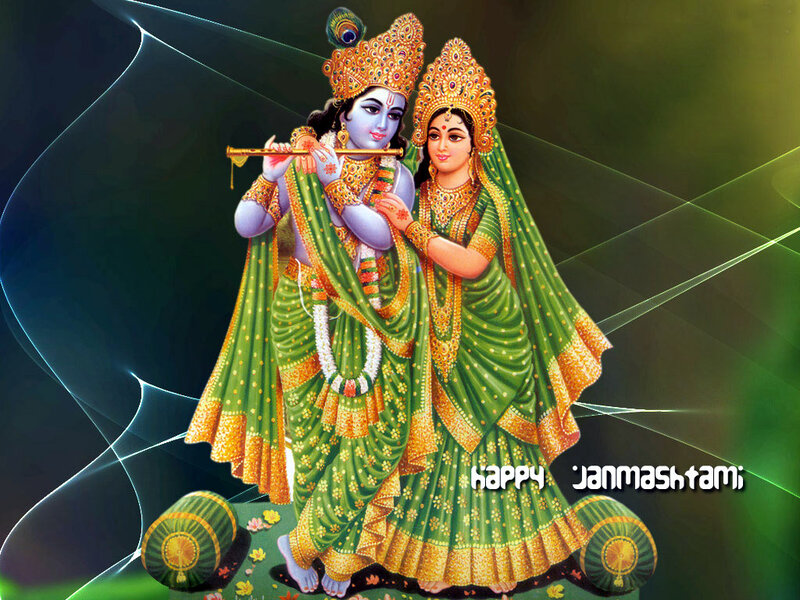 Krishna and Radha Couple — Green