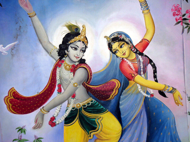 Krishna and Radha Dancing — Blue, Serene