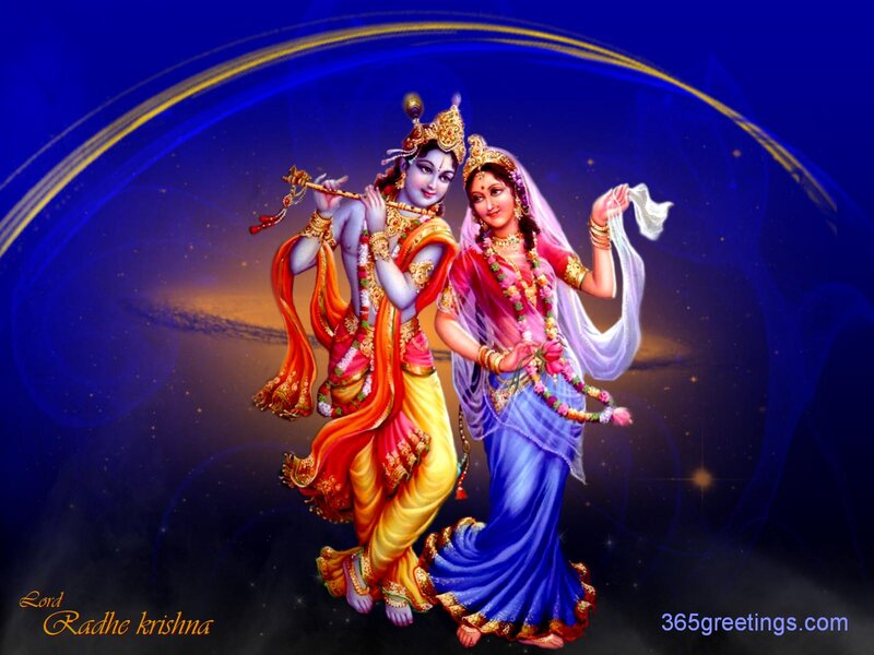 Krishna and Radha Dancing — Blue