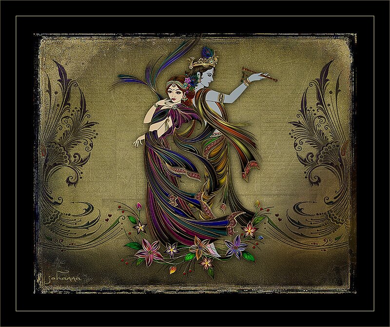 Krishna and Radha Dancing — Gold