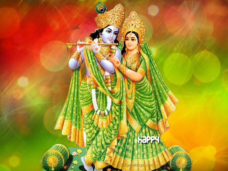 Krishna and Radha — Green, Serene, Illustration