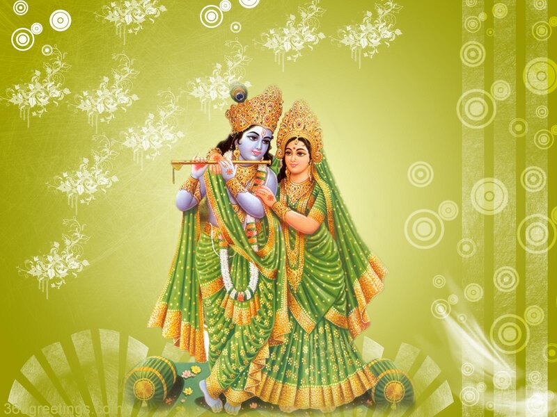 Krishna and Radha — Green, Serene