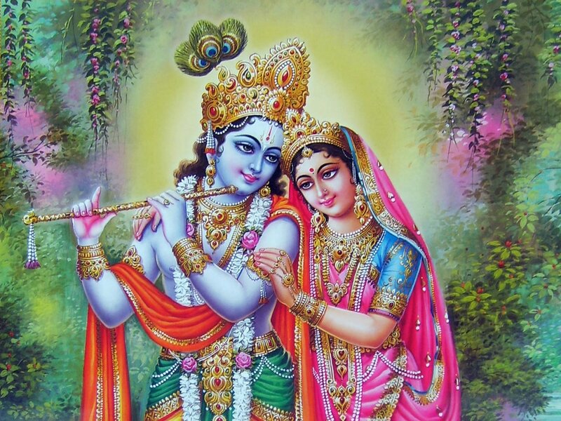 Krishna and Radha — Green