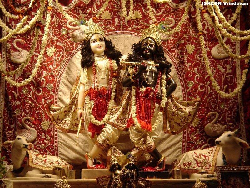 Krishna and Radha Idols — Red, Reverent