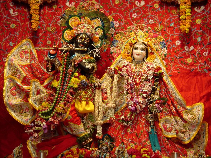 Krishna and Radha Idols — Red