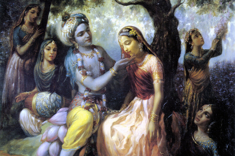 Krishna and Radha in a garden