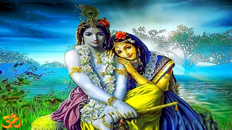 Krishna and Radha in a garden