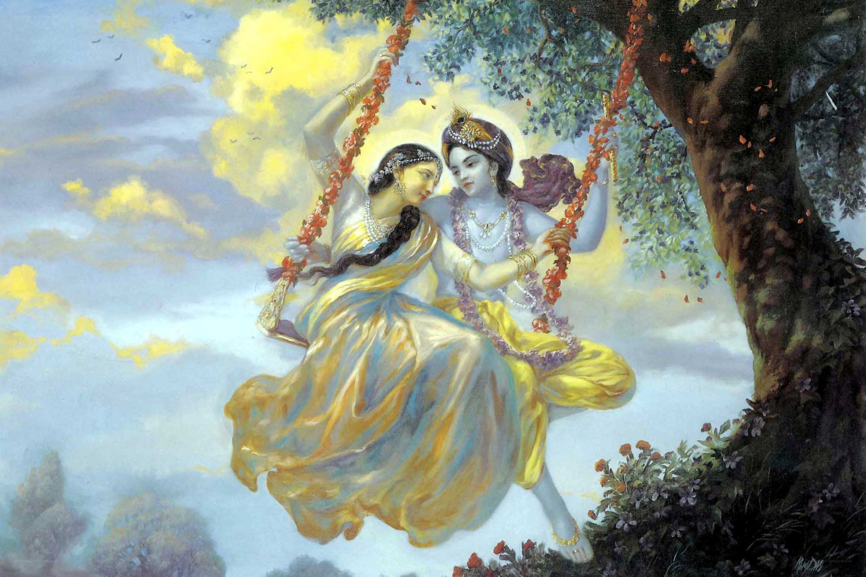 Krishna and Radha on a swing