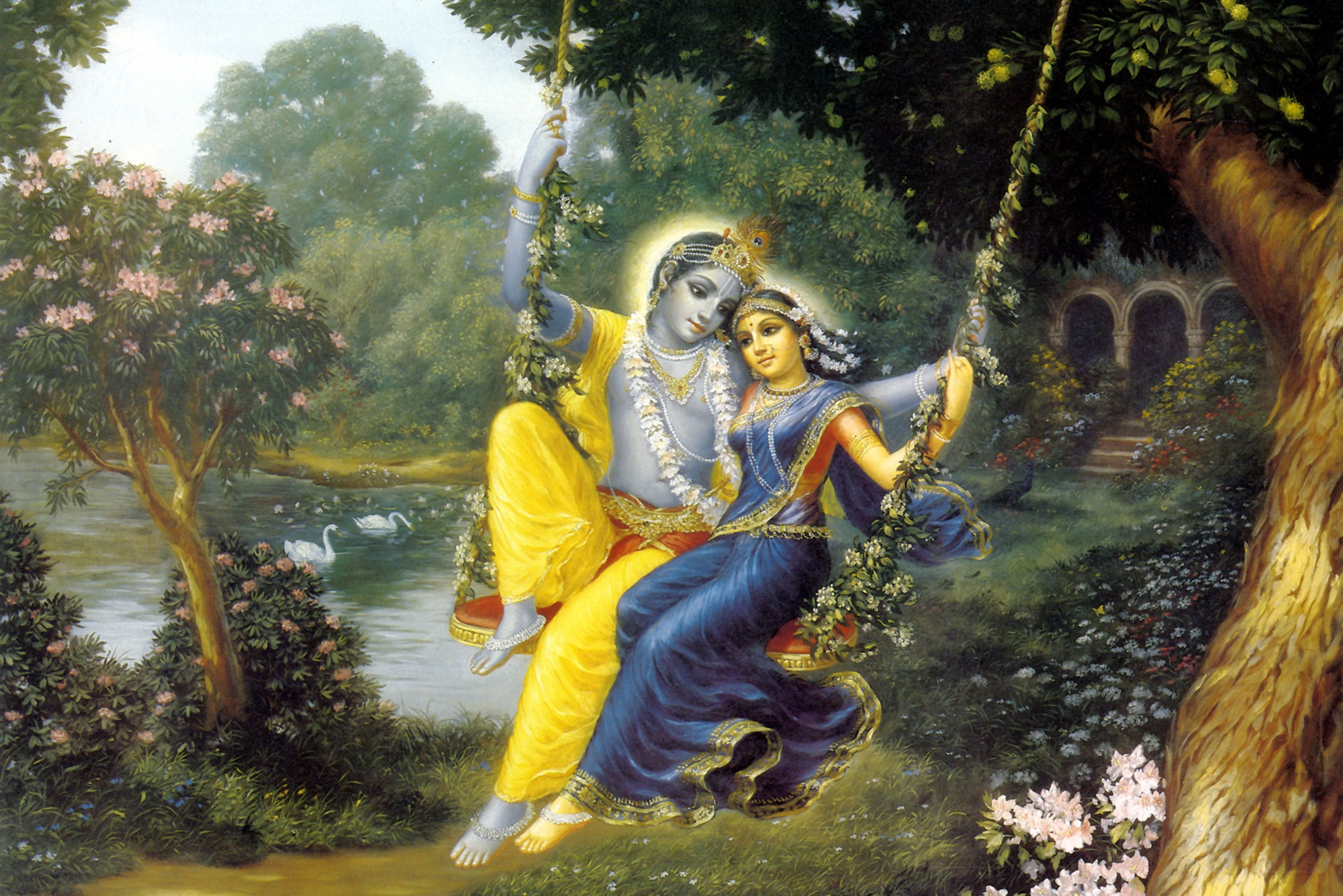 Krishna and Radha on a swing