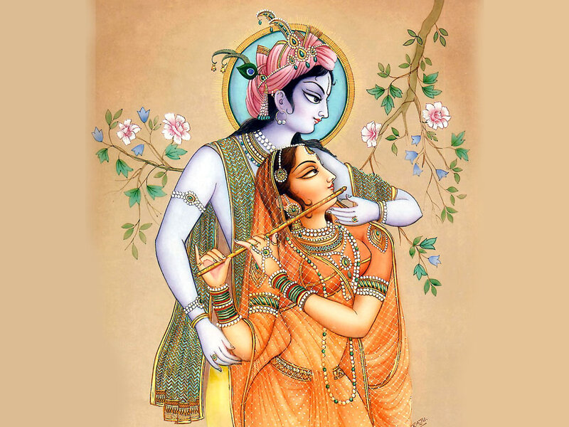 Krishna and Radha — Orange