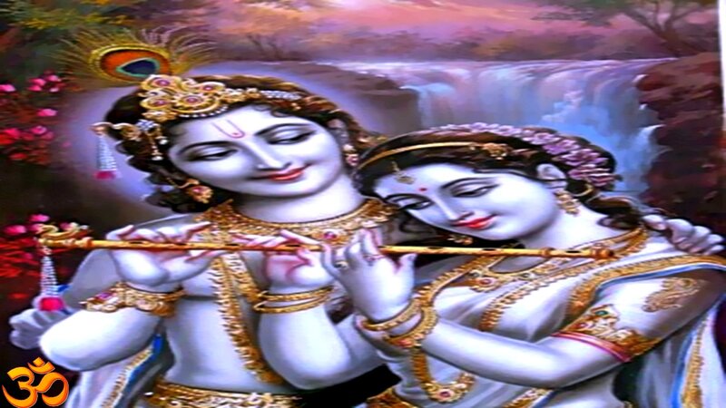 Krishna and Radha playing flute
