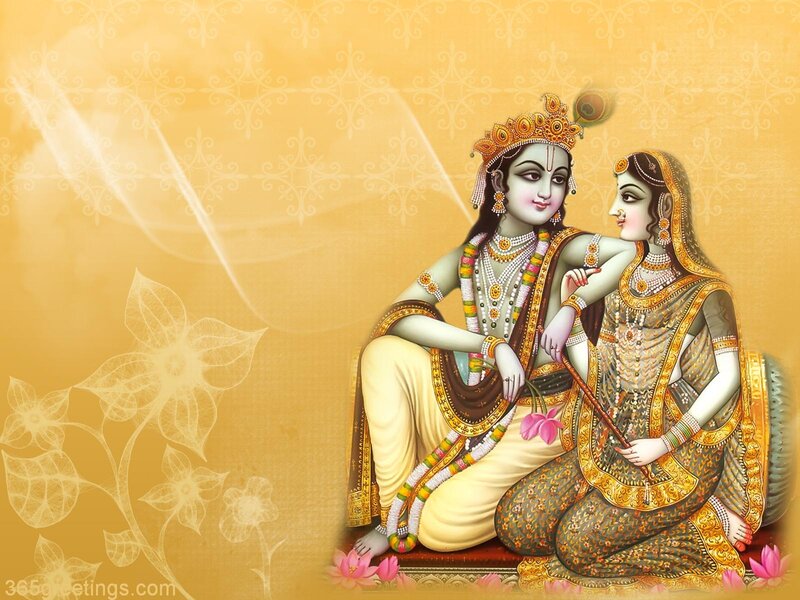 Krishna and Radha Sitting — Gold
