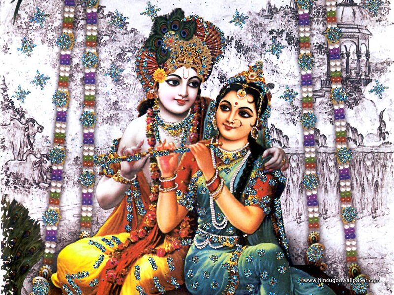 Krishna and Radha Sitting — Yellow