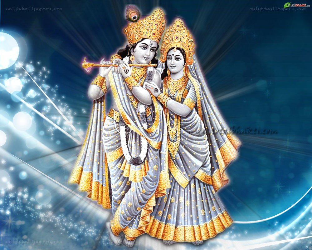 Krishna and Radha with flute