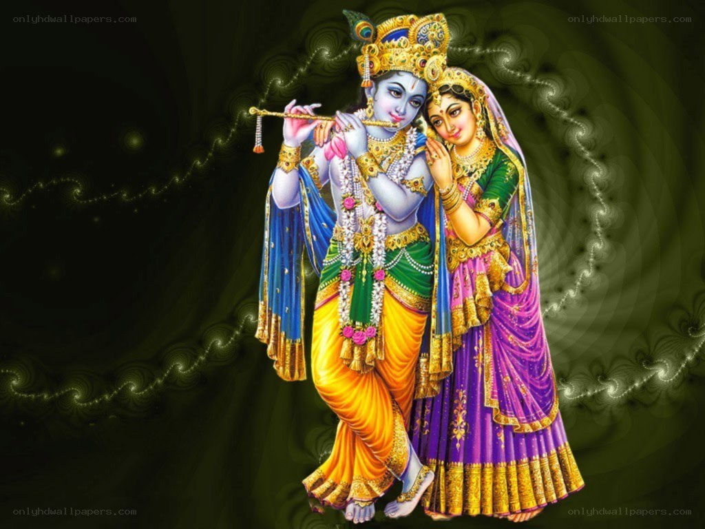 Krishna and Radha with flute