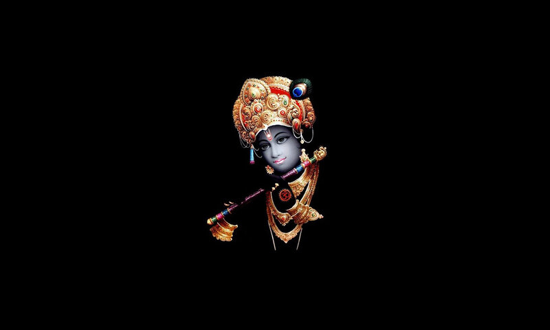 Krishna Playing Flute — Black, Serene