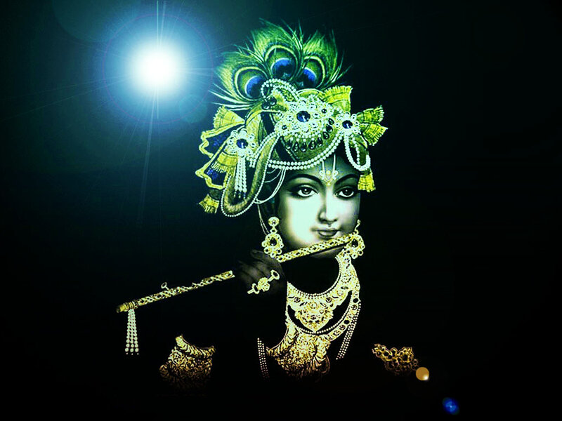 Krishna Playing Flute — Black