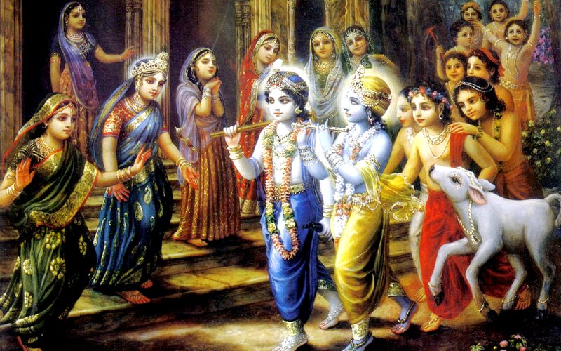 Krishna Playing Flute — Blue, Serene, Painting