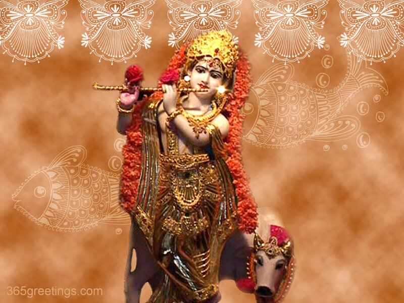 Krishna Playing Flute — Gold