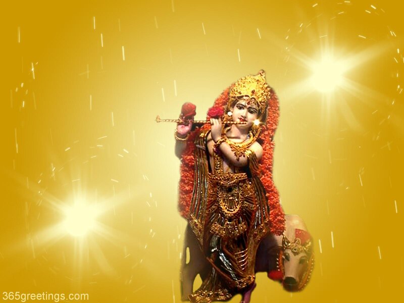 Krishna Playing Flute — Yellow, Divine